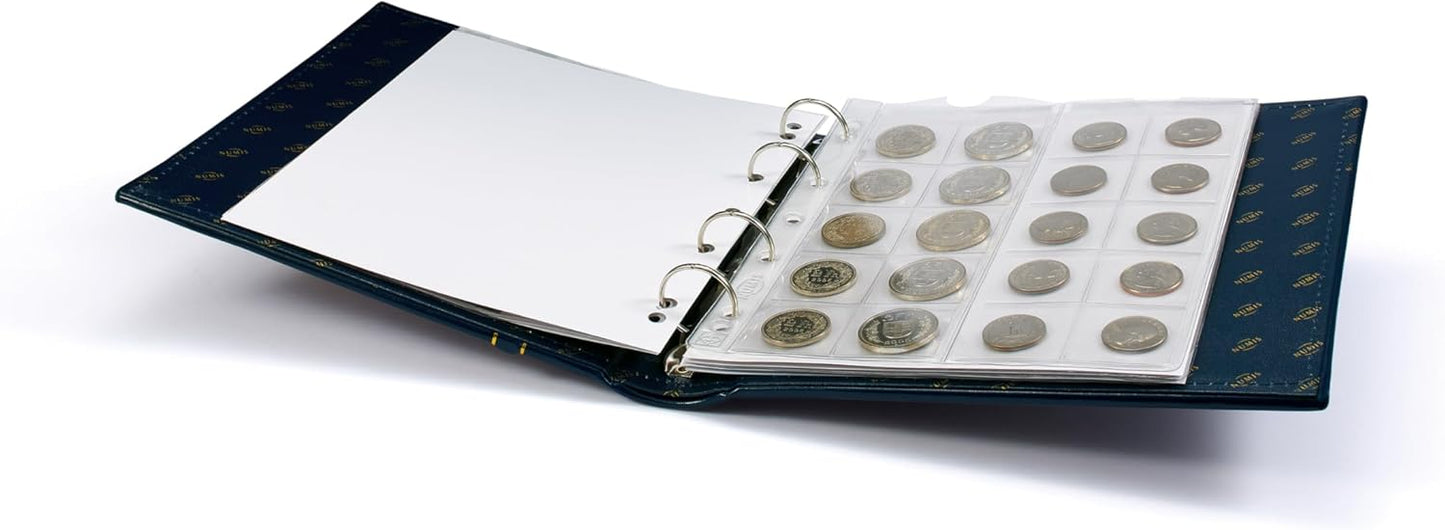 Numis Coin Album, Classic Design with Slipcase Incl. 5 Different Pockets, Blue