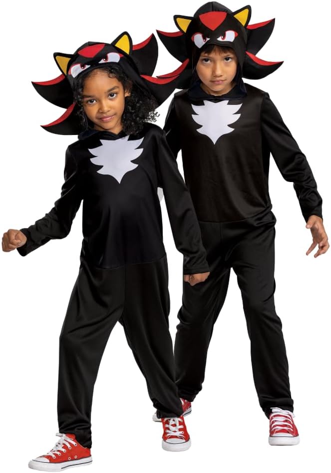 Sonic 3 Shadow Costume for Kids, by Disguise, Features Hooded Jumpsuit with Character Details, Comfortable Fit with Detailed Design, Ages 4-6