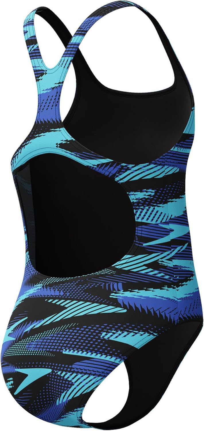 Speedo Girl's Hyperboom Allover Medalist Swimsuit |Quick Drying | Fitness | Chlorine Resistant Swimsuit 11-12 Years Cobalt Pop