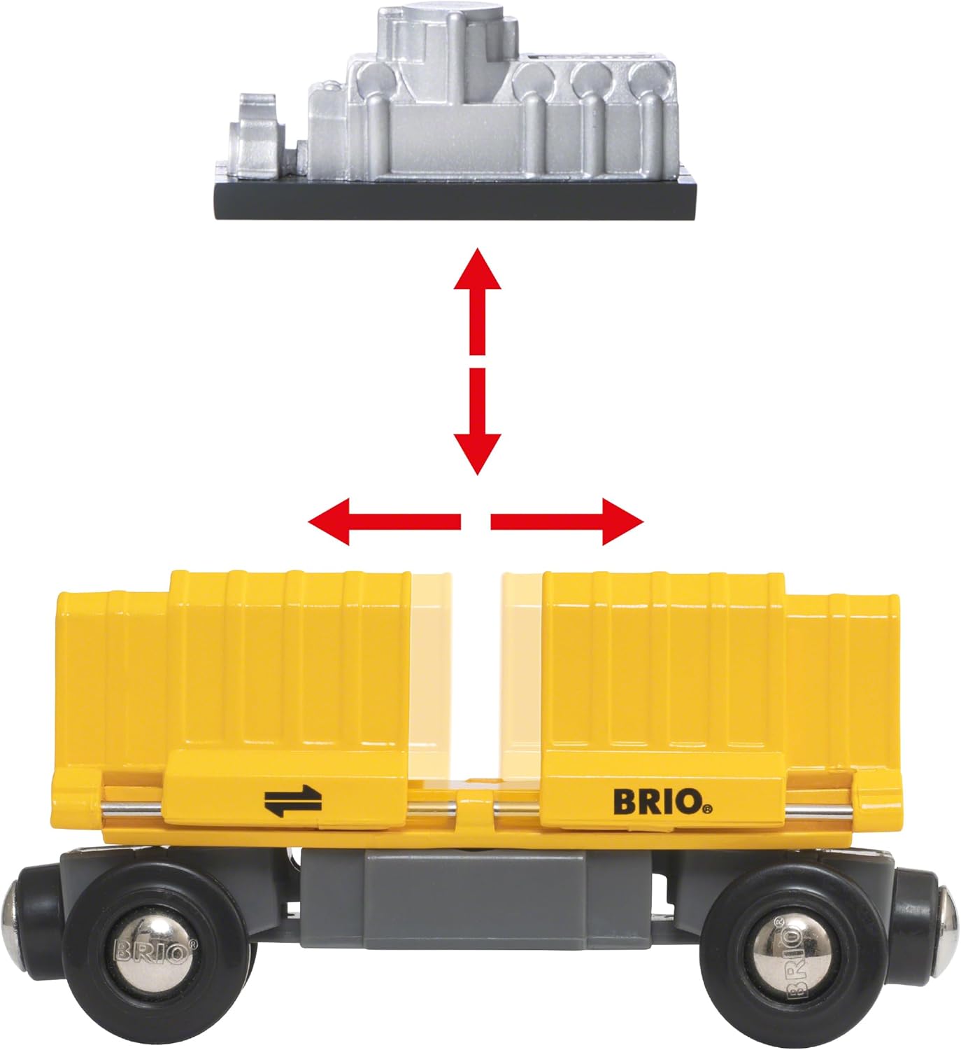 BRIO World Three Wagon Cargo Engine Train Toy for Kids Age 3 Years Up - Wooden Railway Add On Accessories