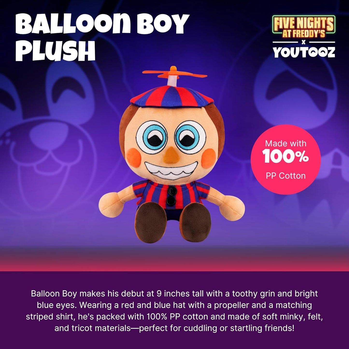 Youtooz FNAF Balloon Boy 9" Plush, Collectible Balloon Boy Plushie from Five Nights at Freddys Collection