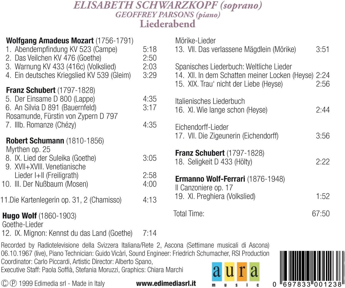 Liederabend (Mozart, Wolf, Schubert, Schumann, Wolf-Ferrari