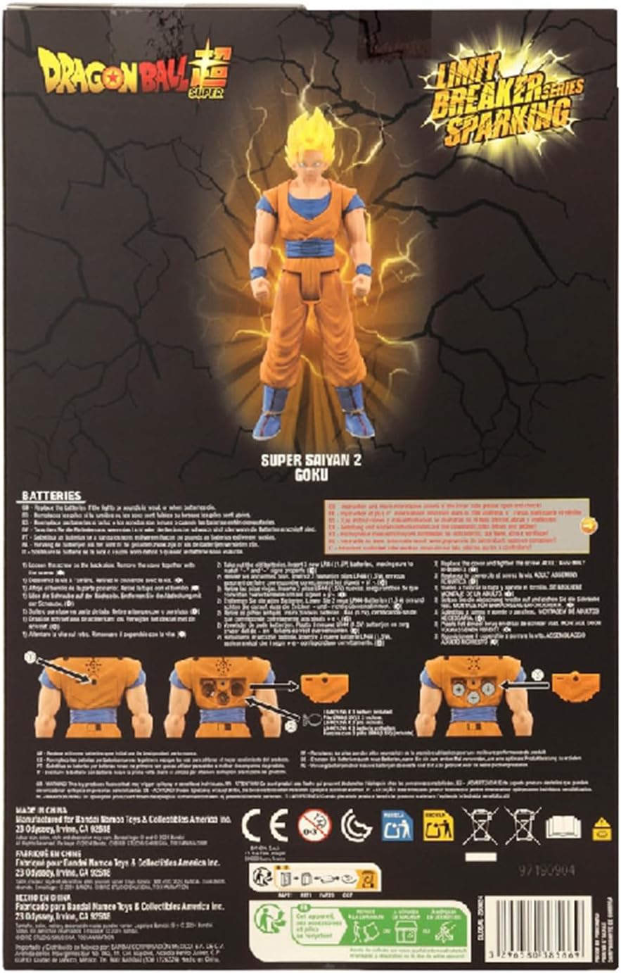 BANDAI Dragon Ball Limit Breaker Series Sparkling SS2 Goku 30 cm with Light and Sound of Battles, Based on the Video Game Dragon Ball Sparkling Zero, Model 38566