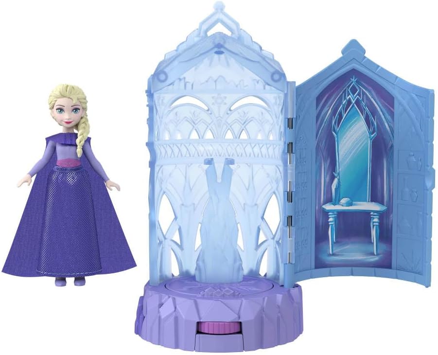 Mattel Disney Frozen - Castello di Ghiaccio, mini playset ispirato al film con bambola personaggio e sorpresa rotante incluse, giocattolo per bambini, 3+ anni, JCR90