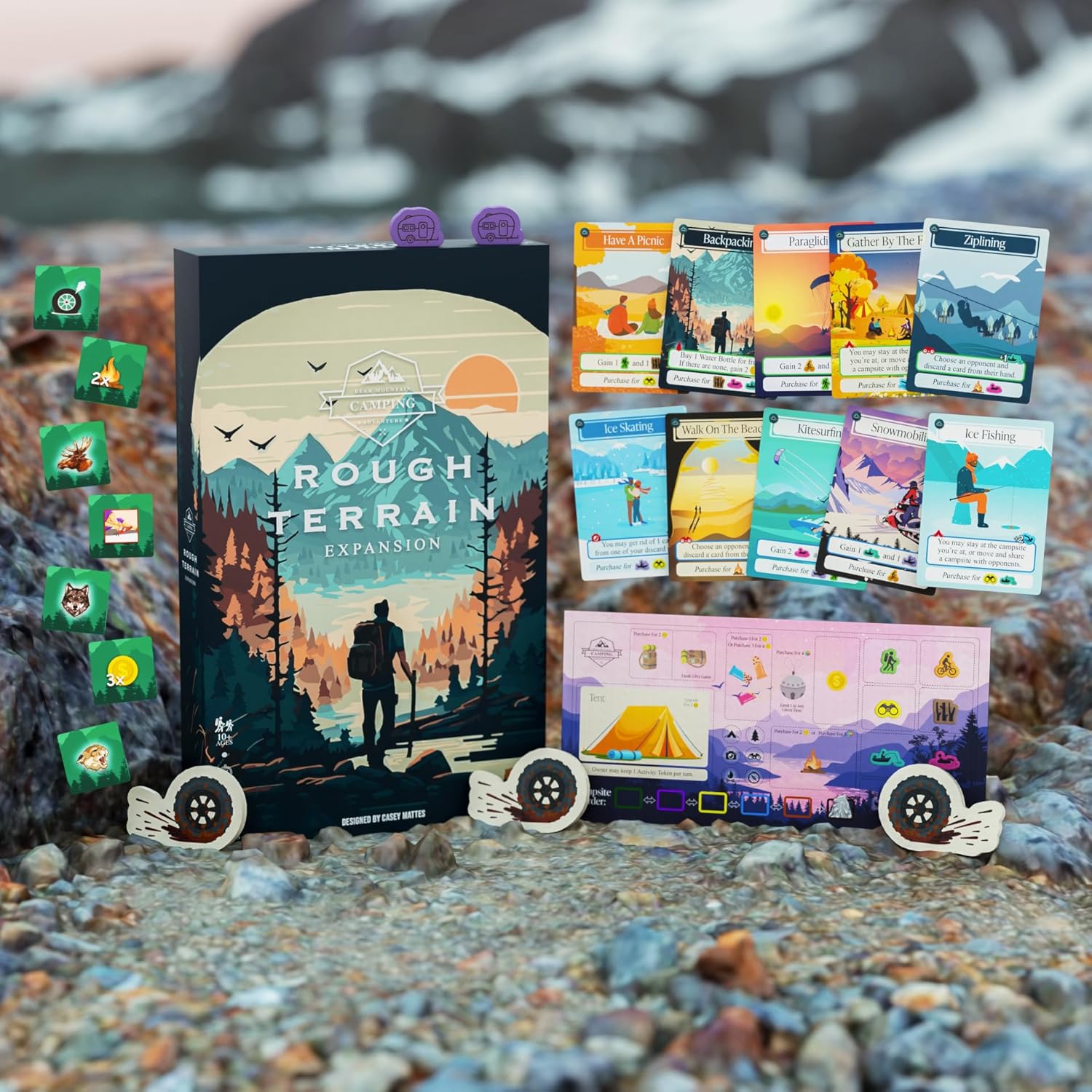 Rough Terrain Expansion | Designed to be Added to Bear Mountain Camping Adventure Base Game | Easy to Learn | Ages 10+ | Expands The Game to 1-5 Players | Perfect for Outdoor Enthusiasts