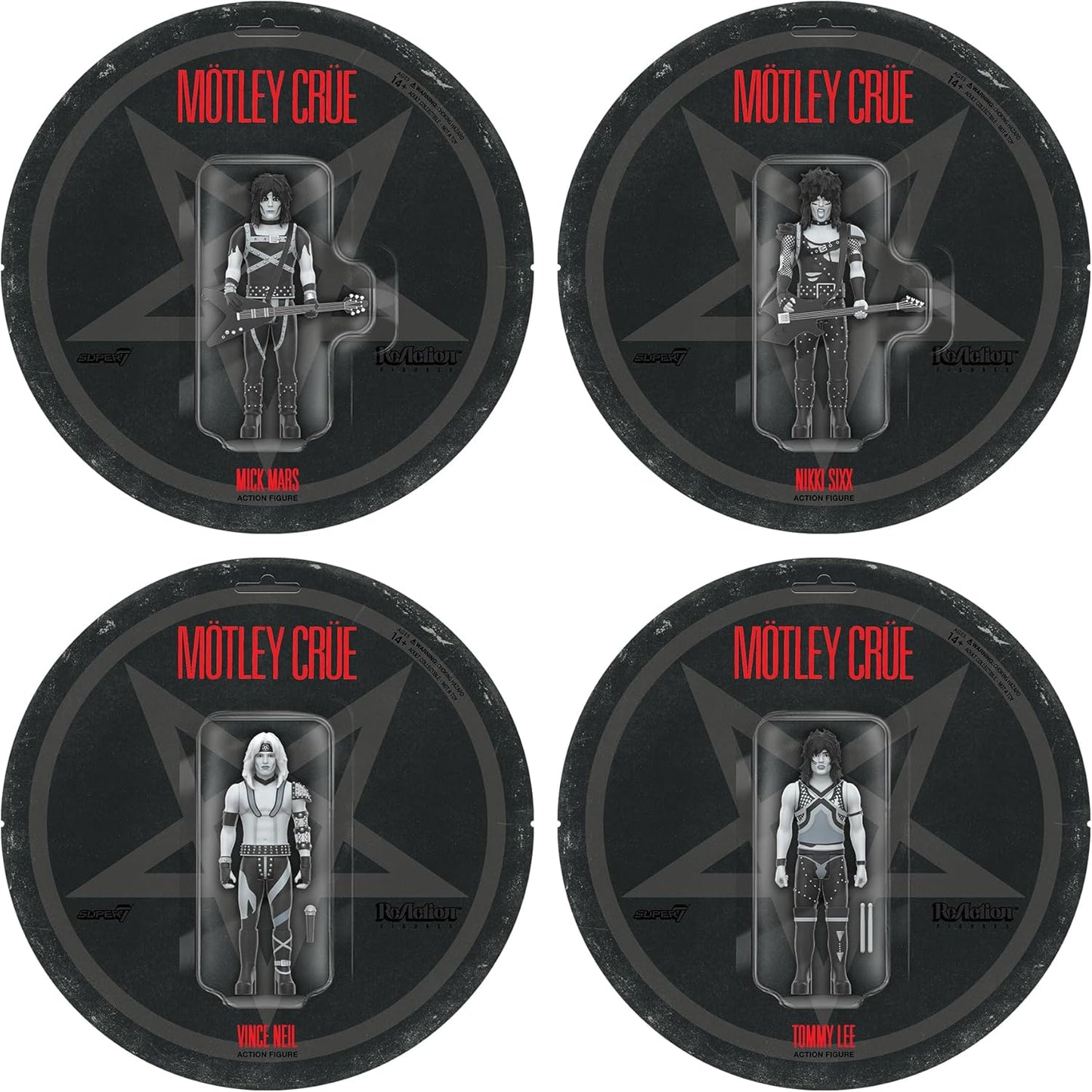 Super7 Motley Crue Reaction Figures Wave 02 - Nikki Sixx (Shout at The Devil - Black & White) Action Figure