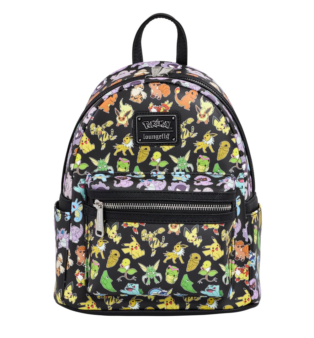 character mini backpacks Loungefly Backpacks Pokemon Multi Character All Over Print Mini Backpack  Black/Charcoal – Rarewaves.com
