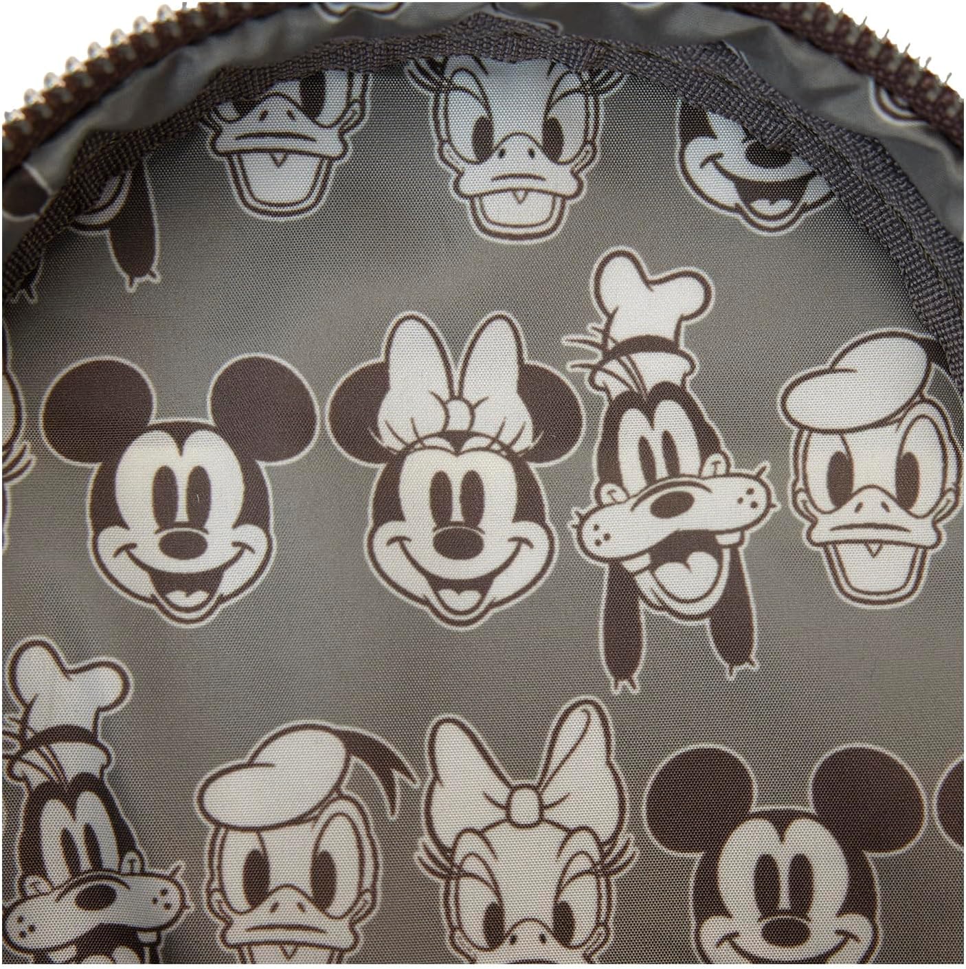 Loungefly Disney Mickey and Friends Faux Leather and Canvas Water Bottle Crossbody Bag