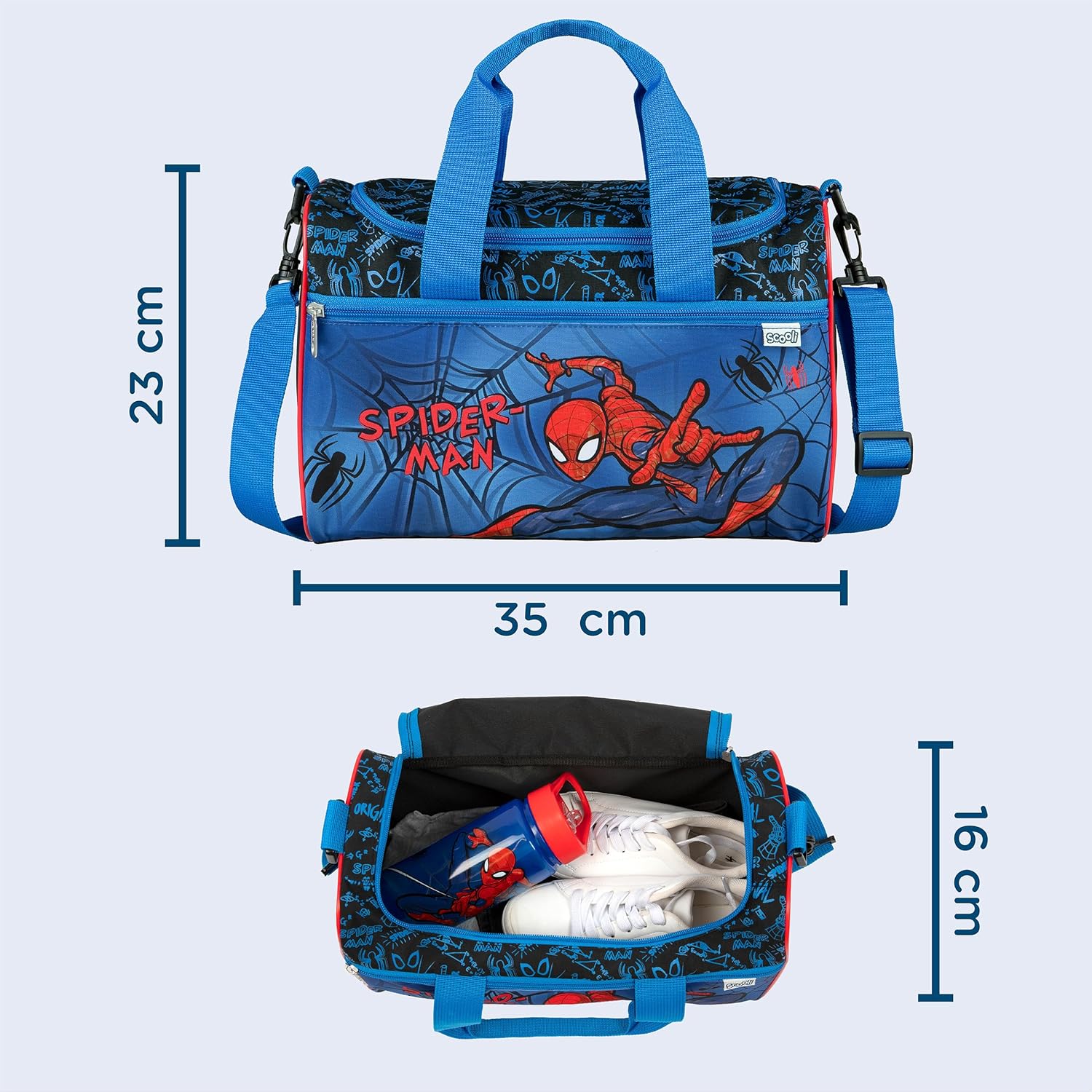 Scooli - Borsa sportiva per bambini - 23 x 35 x 16 cm - scomparto principale spazioso - tracolla regolabile - accessori per la scuola - borsa a tracolla