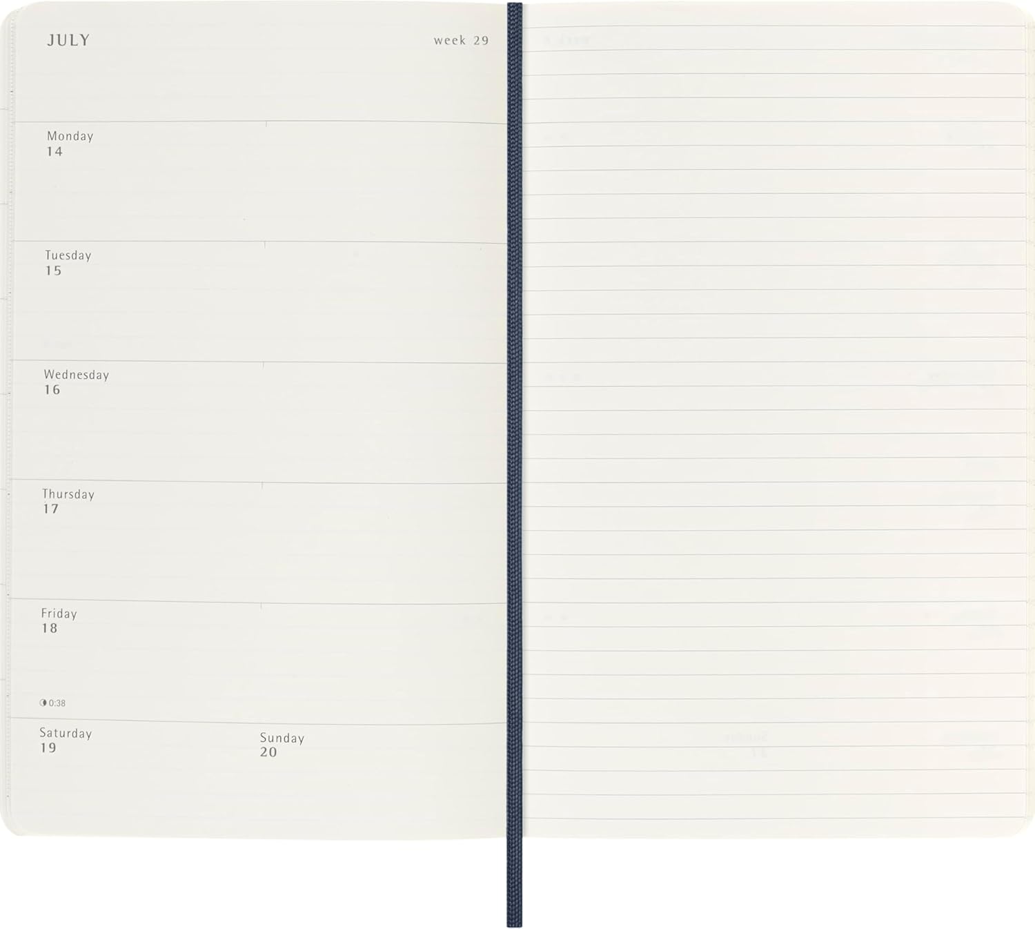 Moleskine Weekly Planner 2025-2026, 18-Month Weekly Planner With Note Space, Soft Cover and Elastic Closure, Large 13 x 21 cm, Colour Sapphire Blue