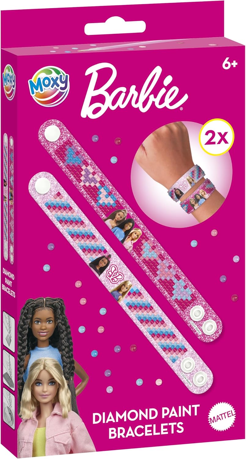 Moxy Barbie Diamond Paint Bracelets, 2-Piece Set, for Ages 6 Craft, Arts and Crafts for Boys and Girls