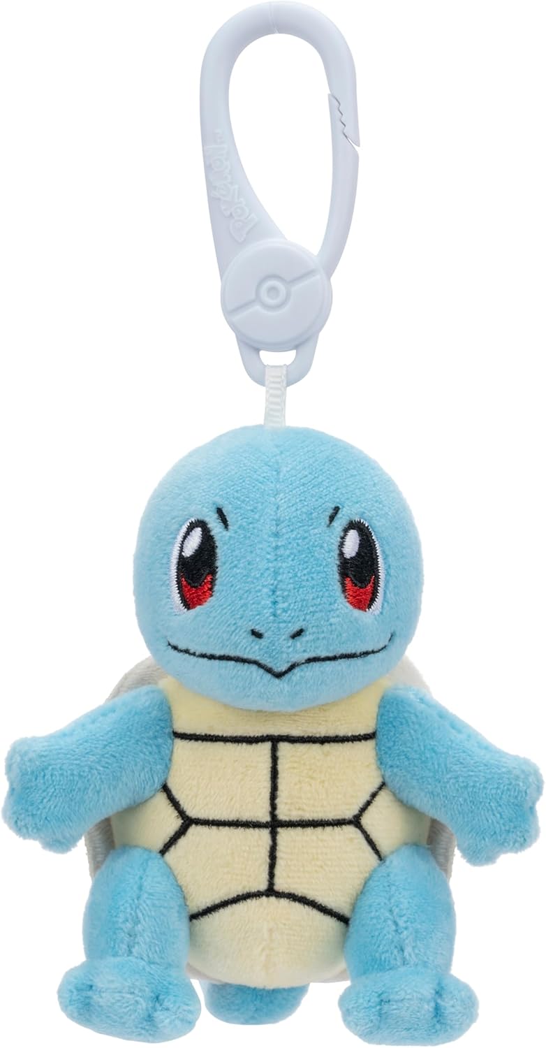 Pokémon Clip on 10 cm Plush - Pikachu, Eevee, Squirtle, Psyduck - Official Pokemon Clogged Toy for Children 2+