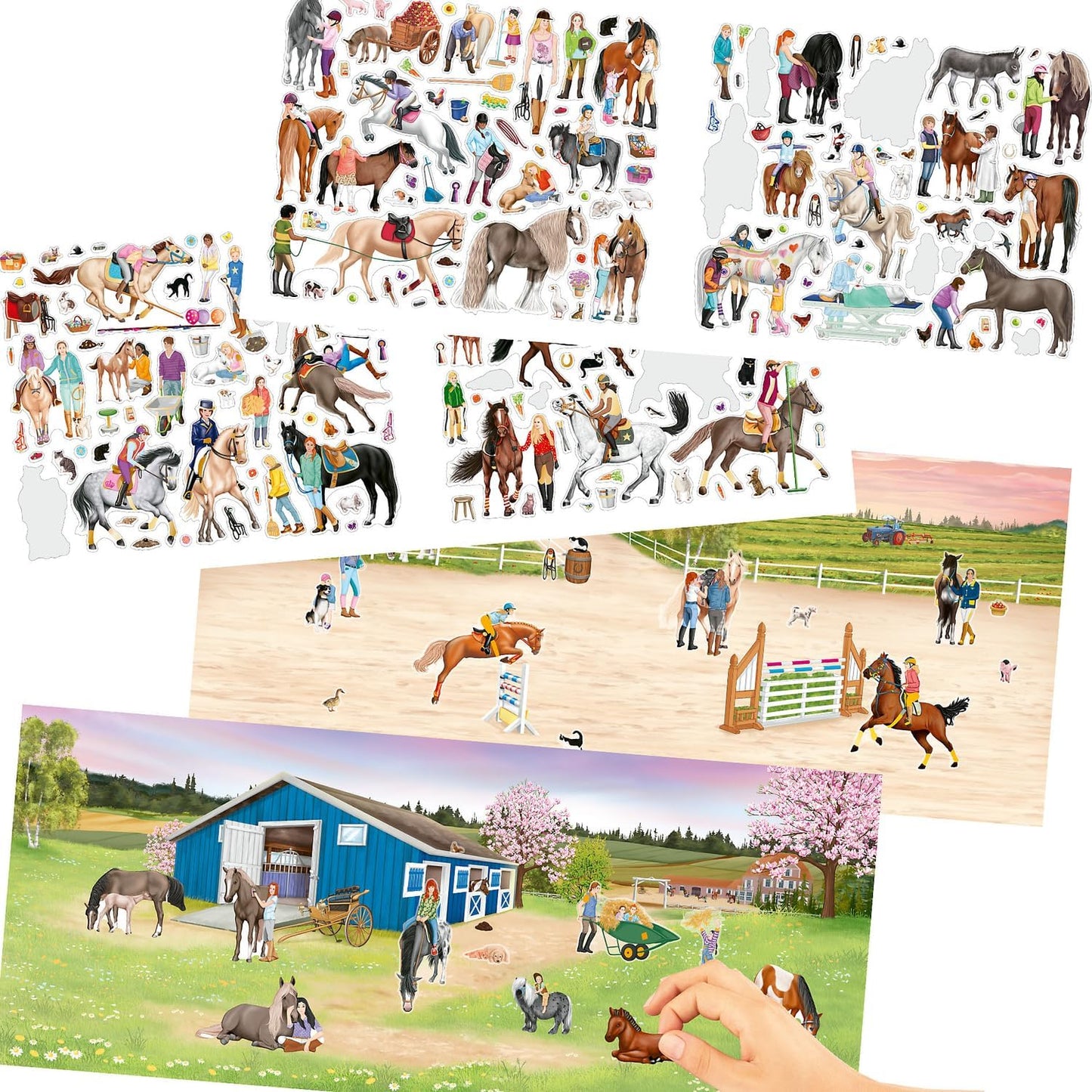 Depesche 13586 Create Your Happy Horses - stickerboek met 24 achtergrondpagina's om je eigen paardenwereld te ontwerpen, incl. 6 stickervellen