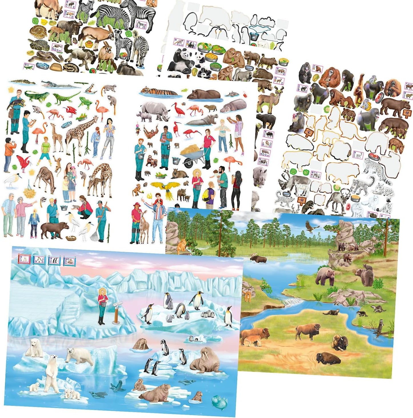 Depesche 13607 Creëer je dierentuin - kleurboek met 24 voorbedrukte pagina's om dierentuinmotieven te maken, incl. 3 dubbelpagina stickers