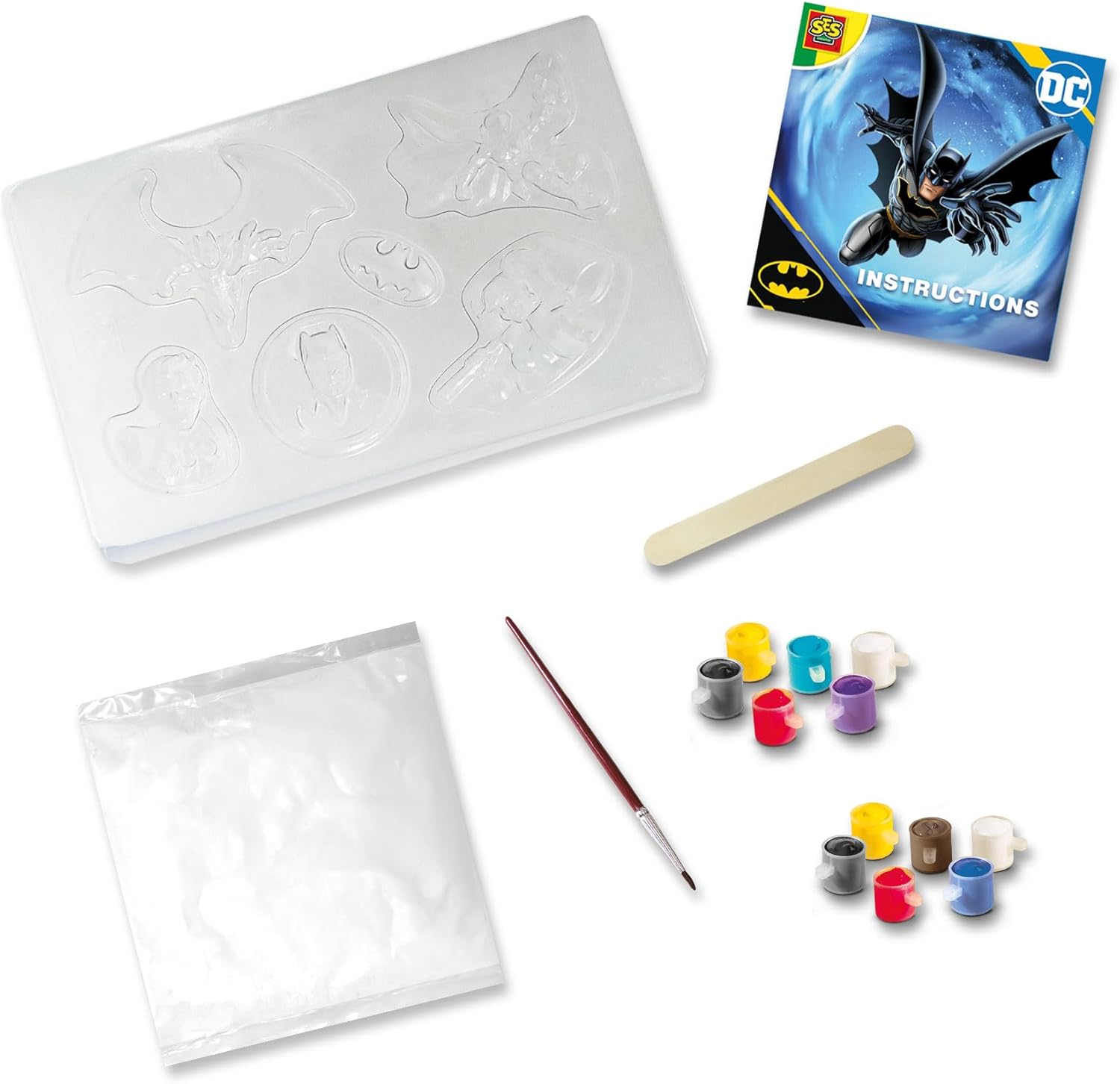 SES Creative 09364 DC Batman Figures Plaster Casting and Painting - Includes Plaster of Paris and Paint - Make Your Own Batman Figures - Painting kit