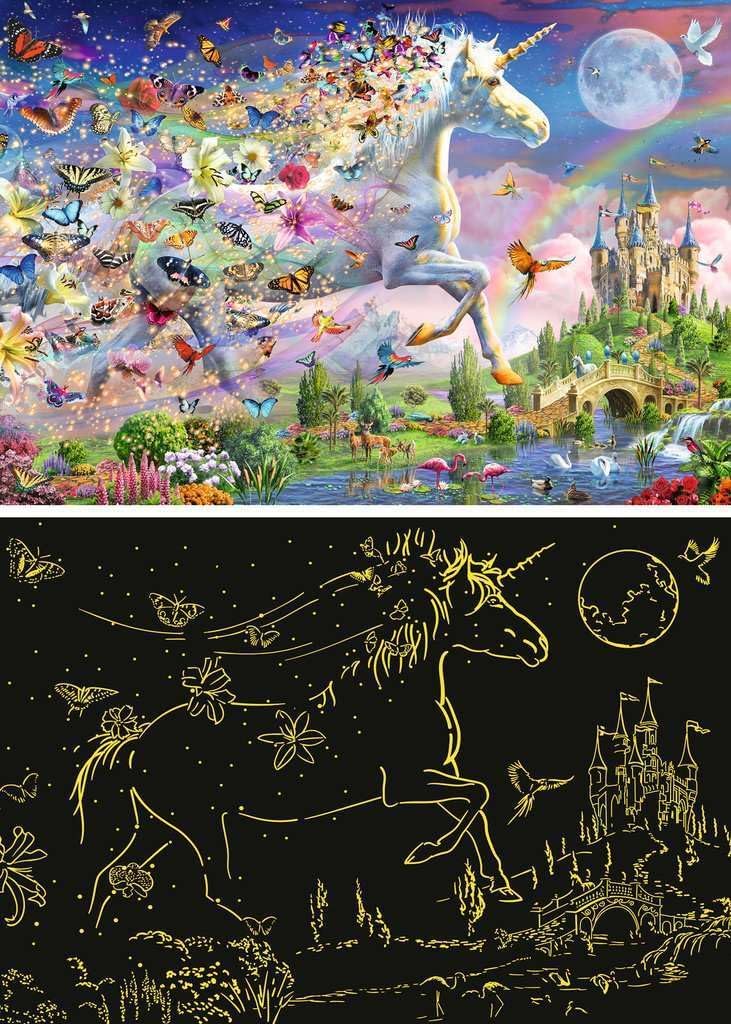 Children's puzzle 200 XXL Teile - Leuchtendes Schmetterlingseinhorn
