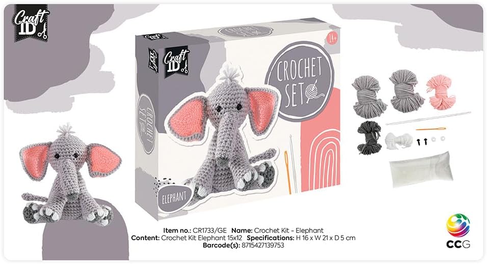 Craft ID CR1733 Elephant Crochet Kit