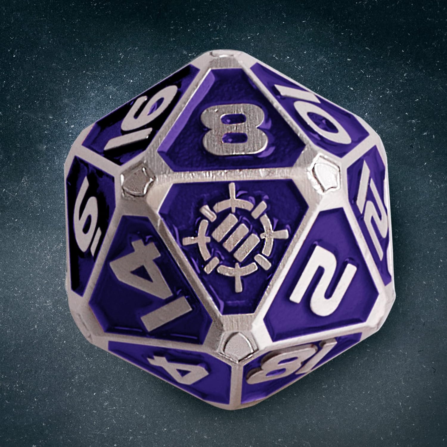 ENHANCE DnD Metal Dice Set - 7pc Polyhedral Dice with 2-in-1 Vegan Leather Dice Bag and Dice Tray, Solid Metal D&D Dice Set for Dungeons and Dragons, Pathfinder, more RPGs (Collector's Edition Purple