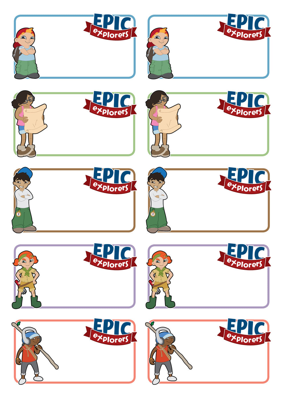 Epic Explorers Name Stickers