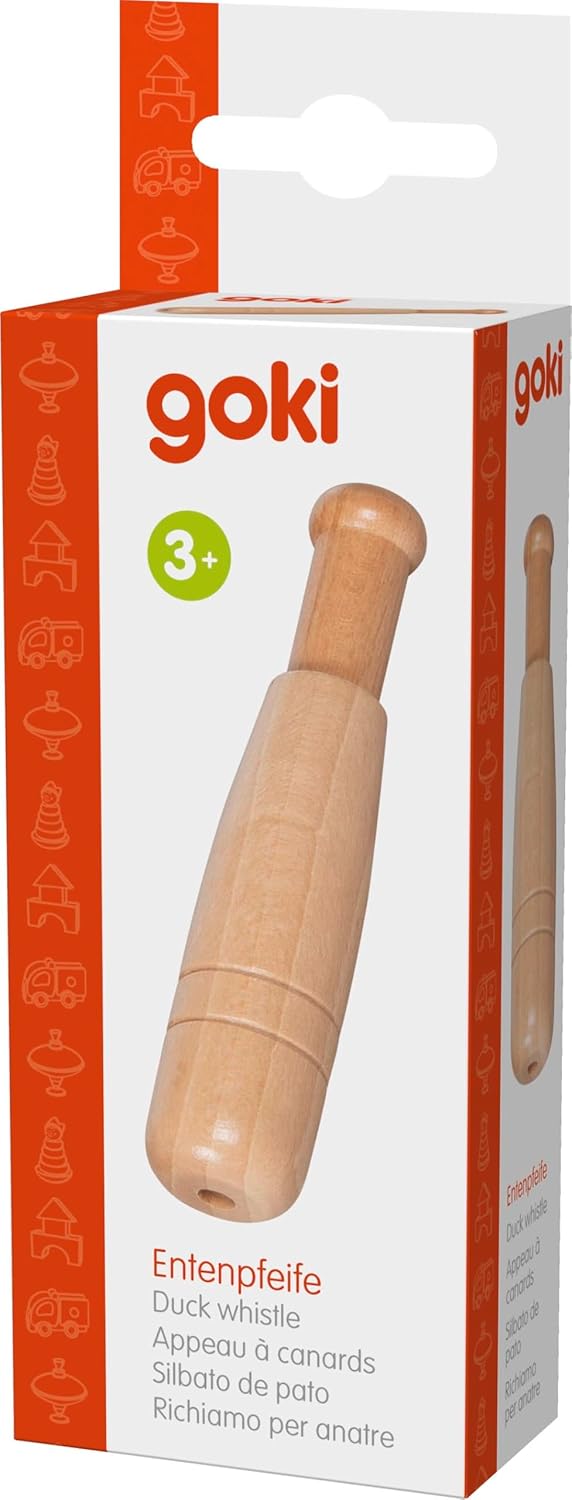 goki 61850 - Fischietto d'anatra - Fischietto per animali in legno per bambini, lunghezza 12,5 cm