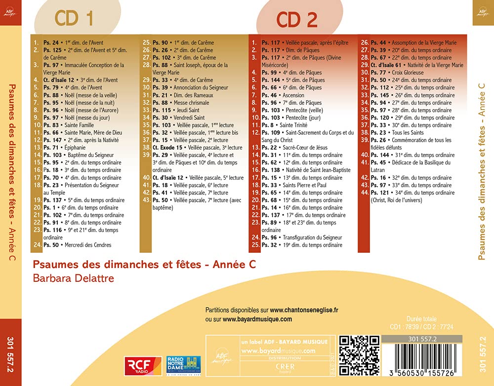 Psaumes Mis En Musique Par Barbara Delattre - Psaumes Des Dimanches Et Fetes, Annee C