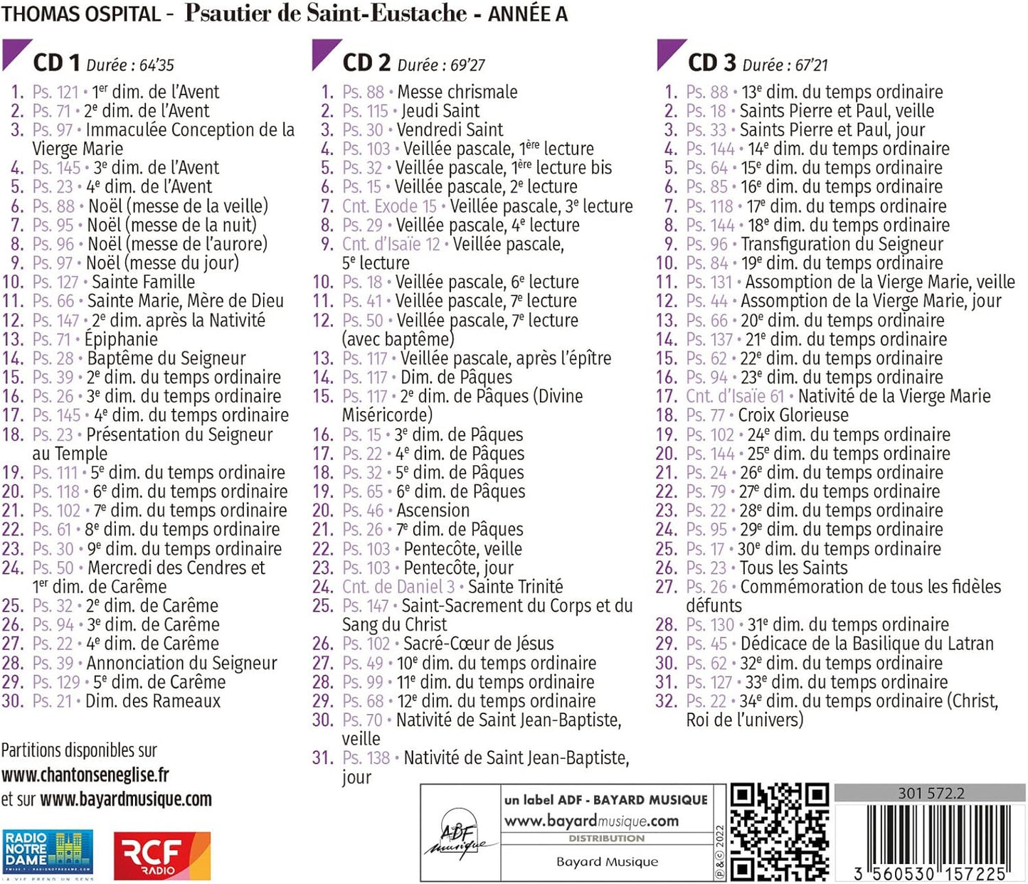 Psautier de Saint-Eustache année A: Psaumes des dimanches et fêtes