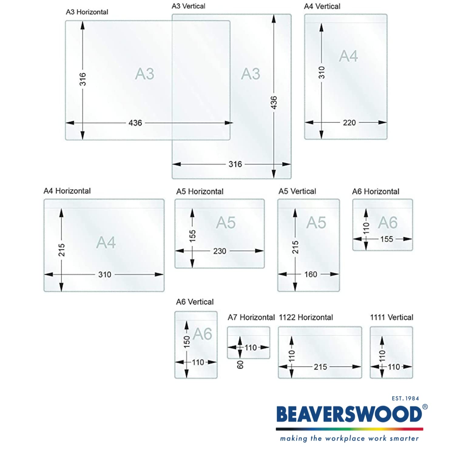 Self Adhesive Document Pocket, Self-Adhesive Document Holder, ID 310x215mm | for Labelling and Identifying Boxes, Folders, Documents