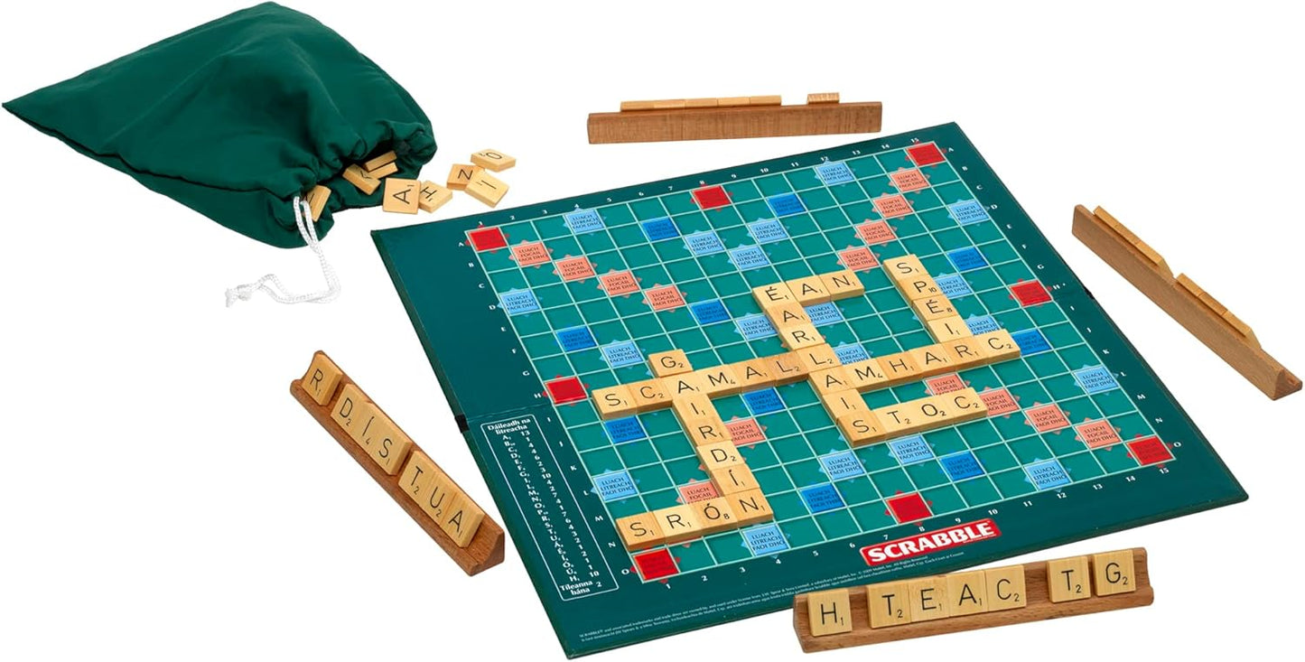 IDEAL | Scrabble Classic: a reproduction of the original 1950's design with wooden tiles - Irish Edition | Classic Games | For 2-4 Players | Ages 10+