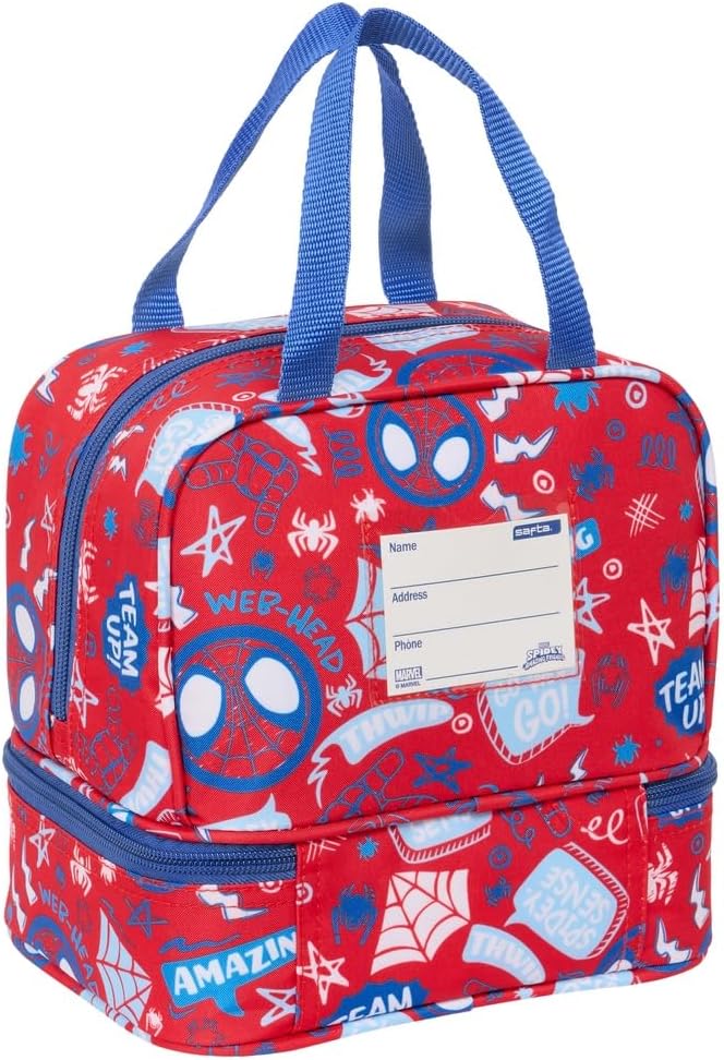 SPIDEY RESCUE – Lunch Box, Pencil Case, Quality and Maximum Resistance, Meal Holder, Recreation, Snack and Breakfast, 20 x 15 x 20 cm, Red/Blue, M, Casual