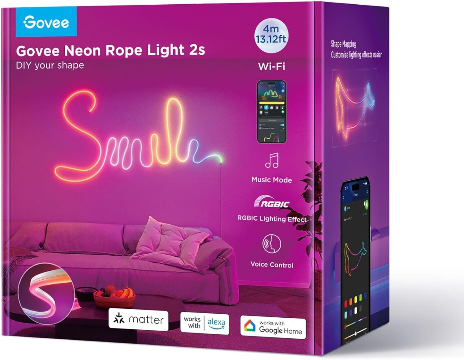 Govee Neon Rope Strip Light 2 4M White