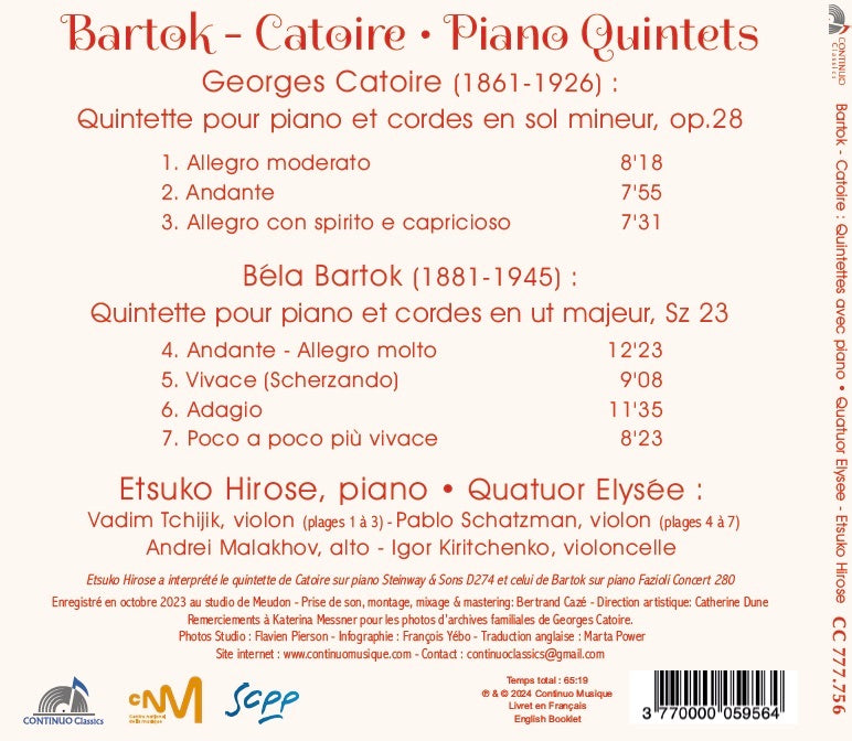 Bartok/Catoire: Quintettes Avec Piano
