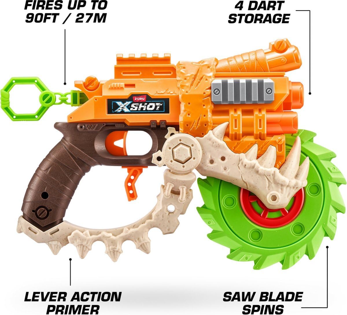 X-Shot Horror Fire Insanity HorrorFire Reaper X - Spinning Saw Blade Action, Long Range Dart Blaster, 8-Dart Capacity, Air Pocket Technology, Compatible with Other Insanity HorrorFire Blasters
