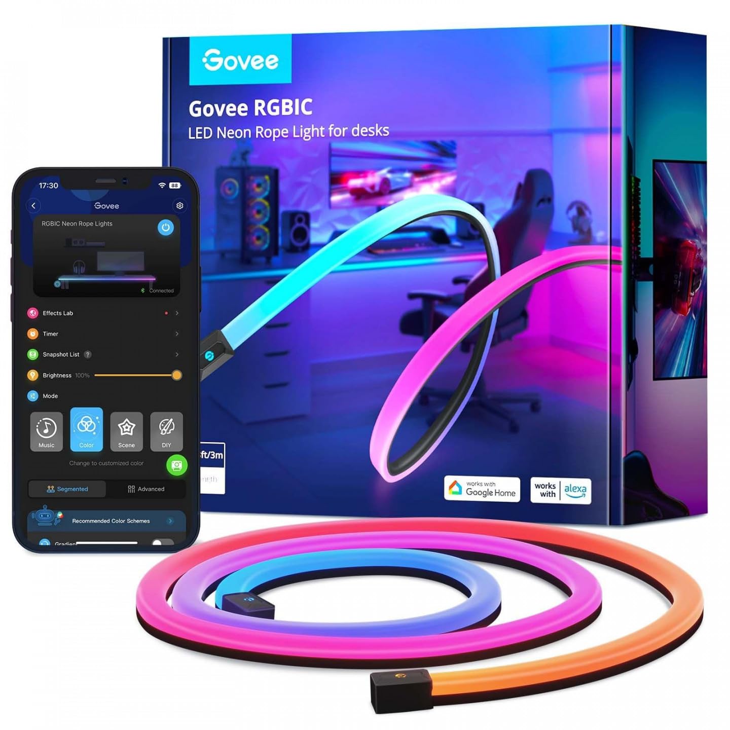 Govee Neon Gaming Table Light (3M) v Smart Rgbic Led Strip