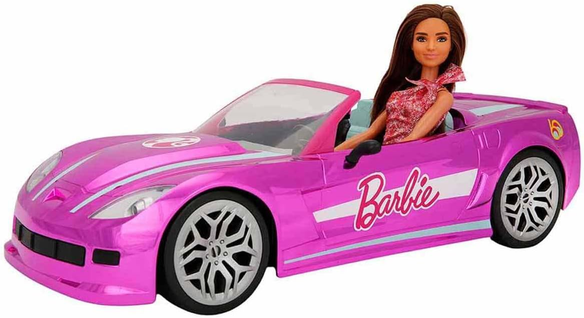 Mondo Motors - Mattel Barbie Dream Car Cabrio Glamour - RC auto voor Barbie kinderen - tweezitsbank - realistische details - roze