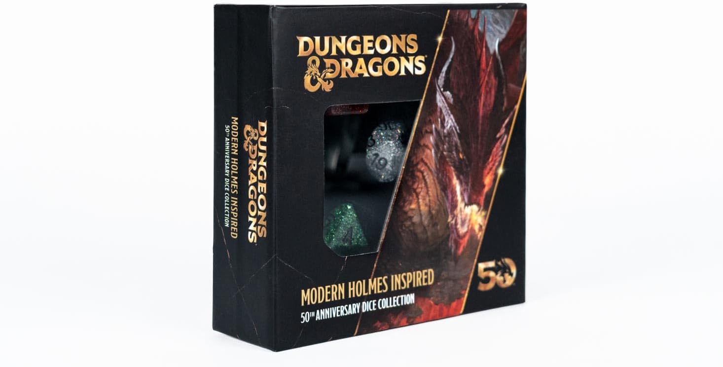 FanRoll D&D Modern Holmes Inspired, 50th Anniversary Commemorative Dice Set