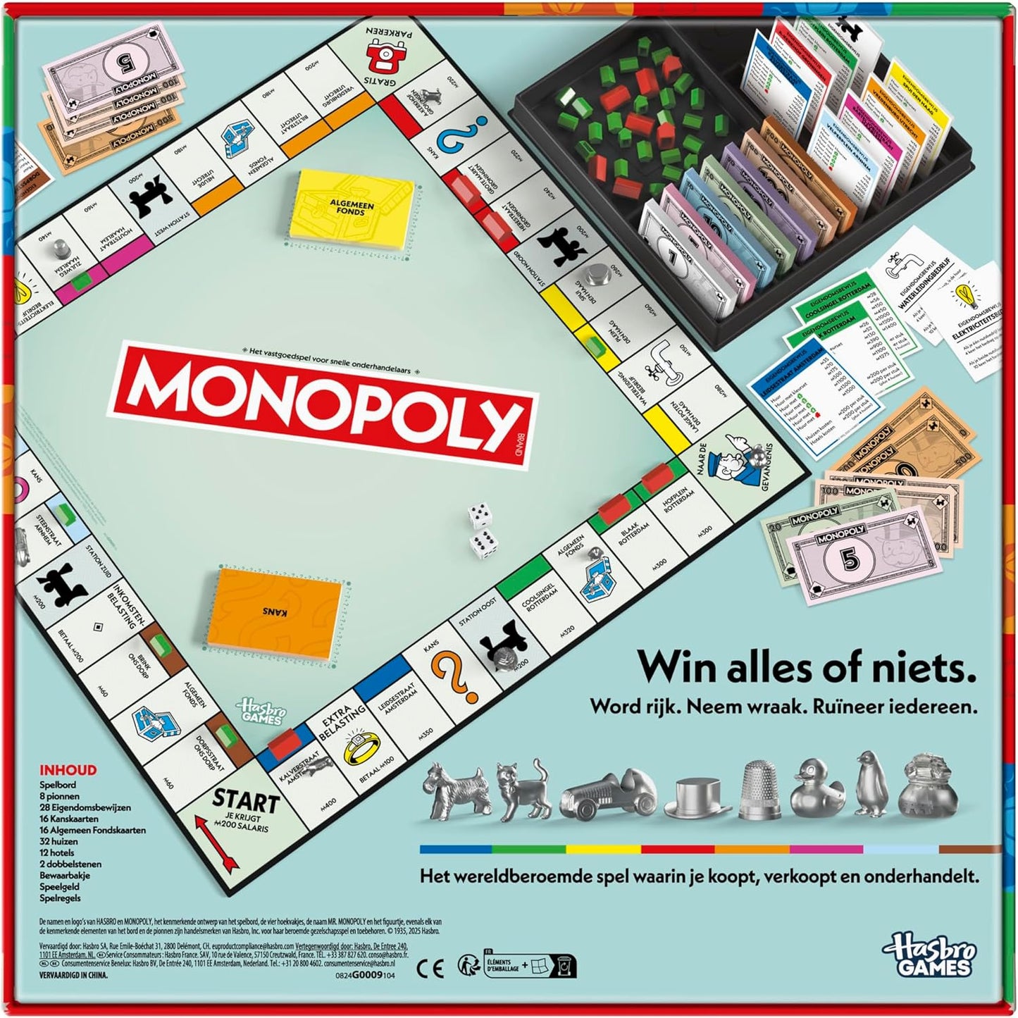 Monopoly Brettspiel mit Aufbewahrungsbox und Spielsteinen groß - Niederländische Version
