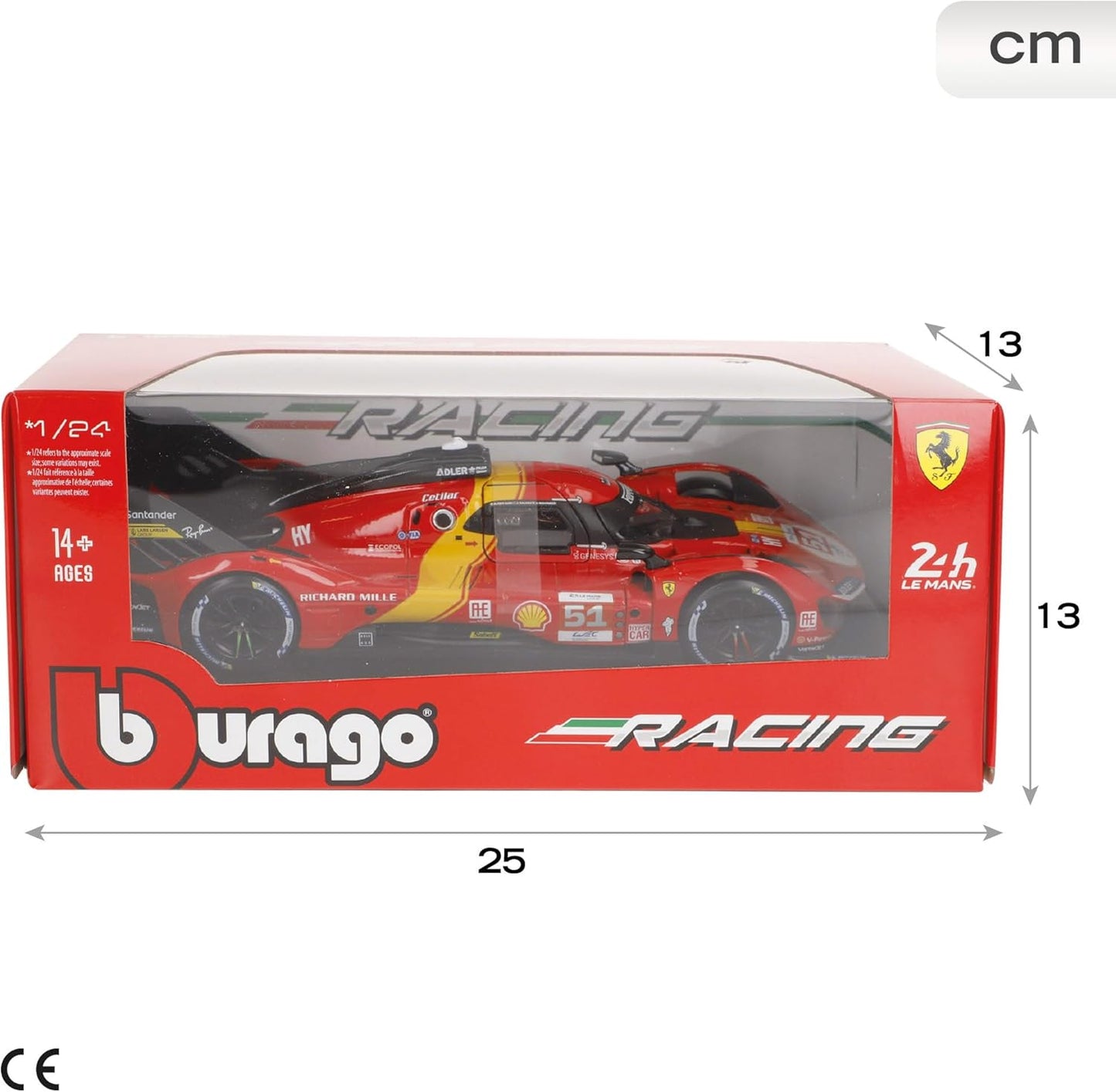 Burago 1/24 Maqueta Coche Ferrari 499P LMH, Cuerpo de Metal, Apertura de Puertas Manual, 24h Le Mans 2023, Maquetas de Coches, Miniatura de colección, Competición, Carreras, +14 años (78059