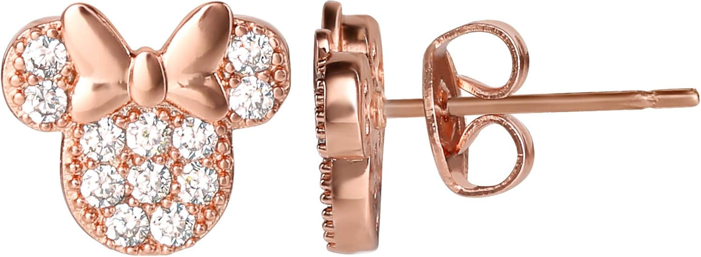 Disney - Minnie Mouse Rose gold Silver plated Brass CZ Stone Set Earrings