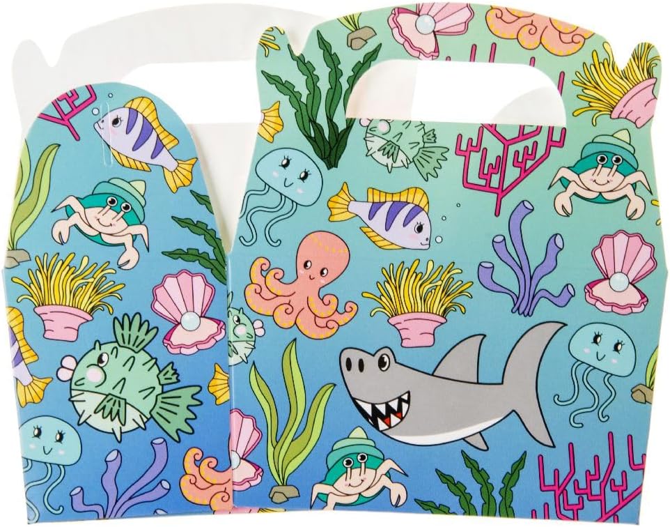 DUCKIEZ 1 pak van 12 Ocean Treatboxen. Treatbox is perfect om te vullen met speelgoed en snoep voor elk feest of evenement!
