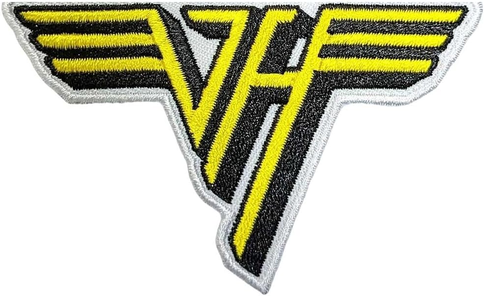 Van Halen Tessuto Testo Logo Toppe da Stirare (Taglia Unica) (Bianco, Giallo, Nero