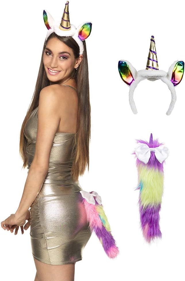 Set Unicorno (tiara con corno e coda), multicolor