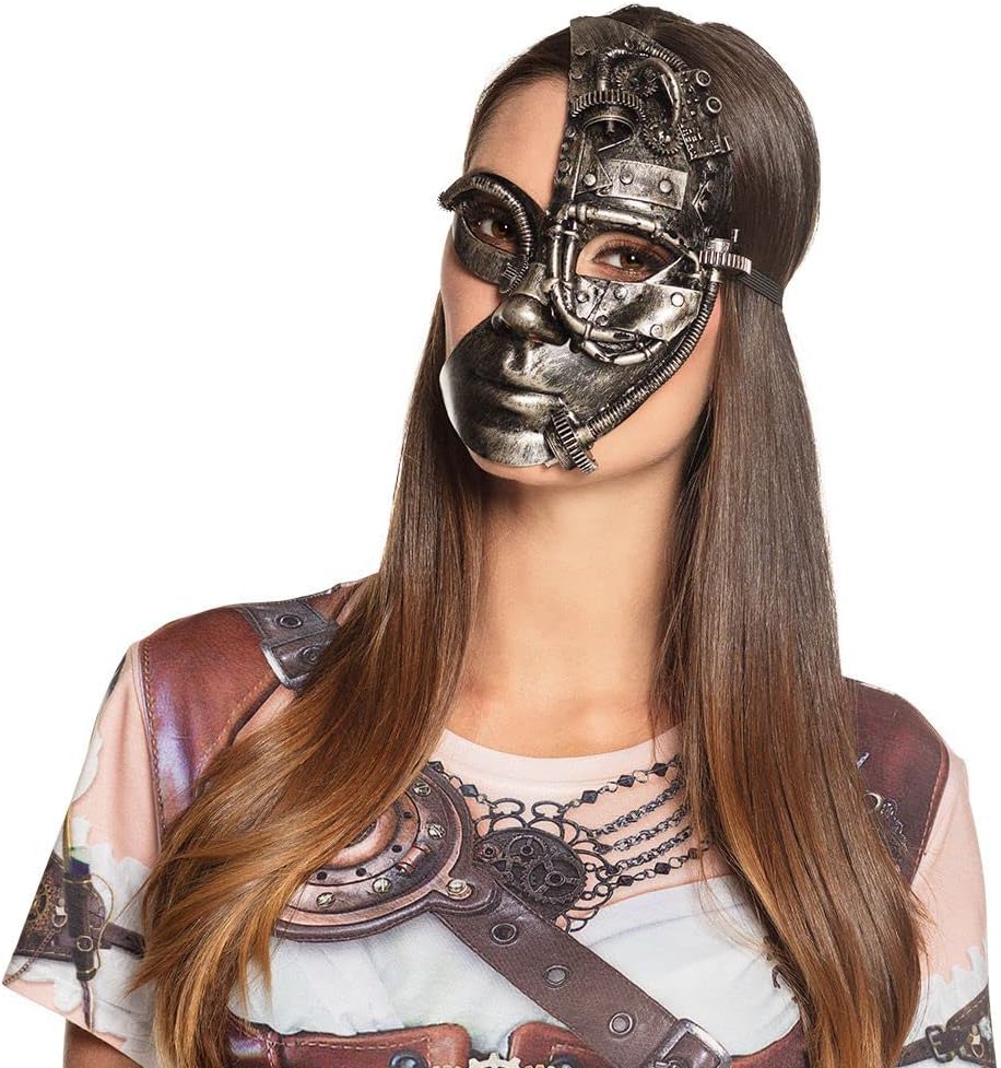 Boland 54524 - Maschera Radarpunk, maschera steampunk per il viso, maschera per gli occhi con elastico, accessorio per costumi di carnevale, halloween e feste a tema
