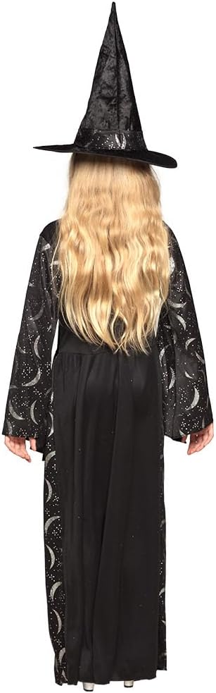 Boland - Kostüm Zauberin für Kinder, langes Kleid und Hut, Hexe, Magierin, Mädchen Kostüm, Karneval, Mottoparty, Halloween, Schwarz