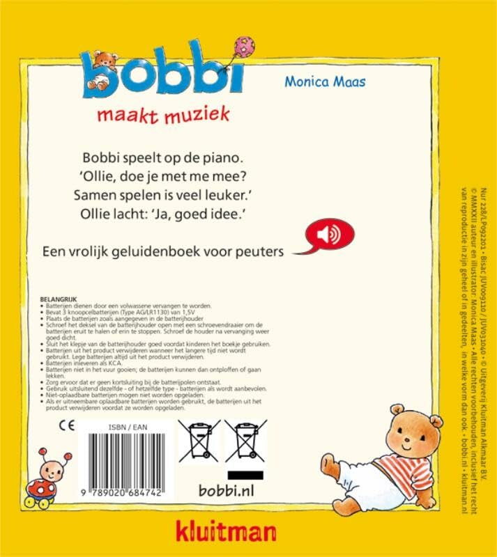 Uitgeverij Kluitman - Geluidenboek Bobbi maakt muziek