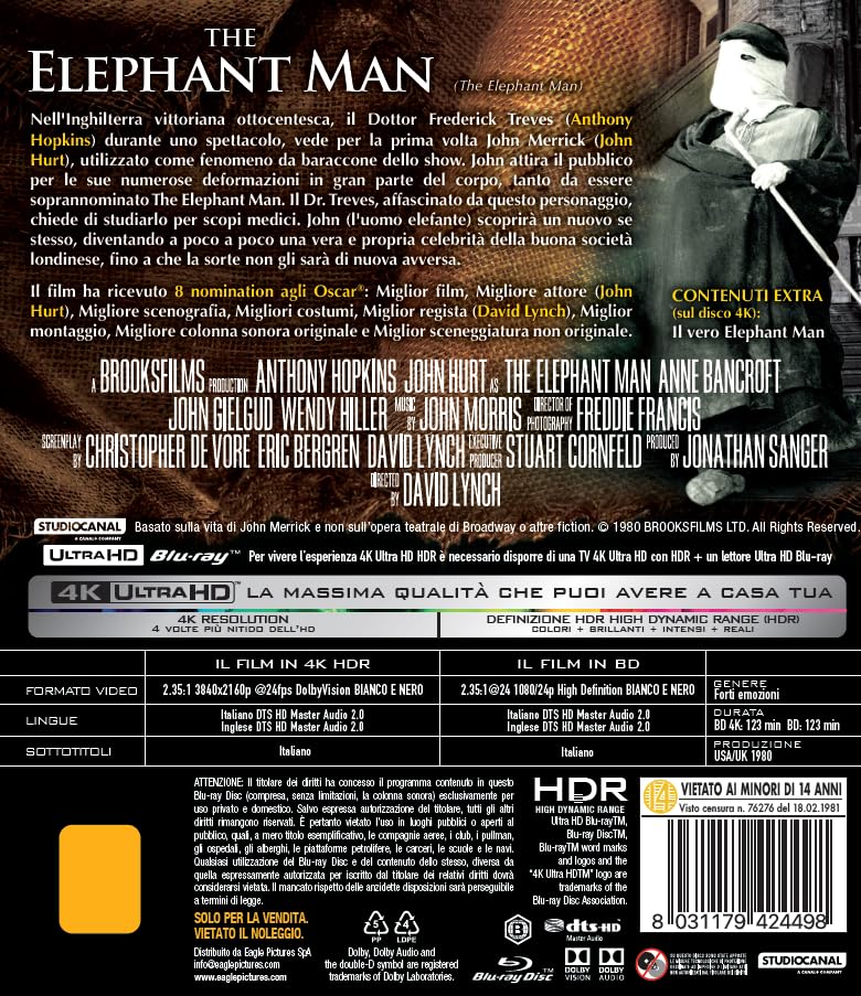 The Elephant Man - 4K (Bd 4K + Bd Hd)