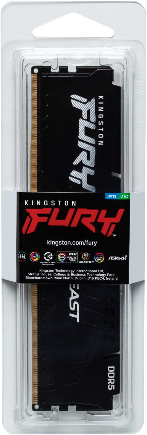 Kingston FURY Beast DDR5 8GB 5600MT/s DDR5 CL40 DIMM Desktop Gaming Memory Single Module - KF556C40BB-8