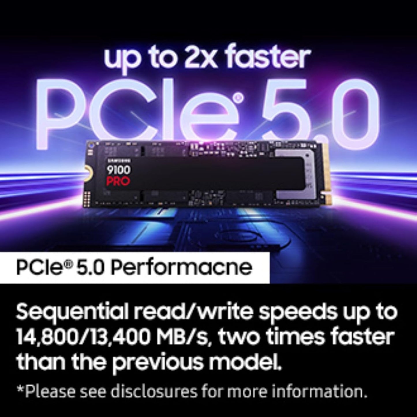 Samsung Memory MZ-VAP1T0BW 9100 PRO 1TB Internal SSD, PCIe 5.0 x4, NVMe 2.0, SSD Designed for Pros & Gamers, Compatible with PC & Laptops, 5 Year Limited Warranty (UK Version)