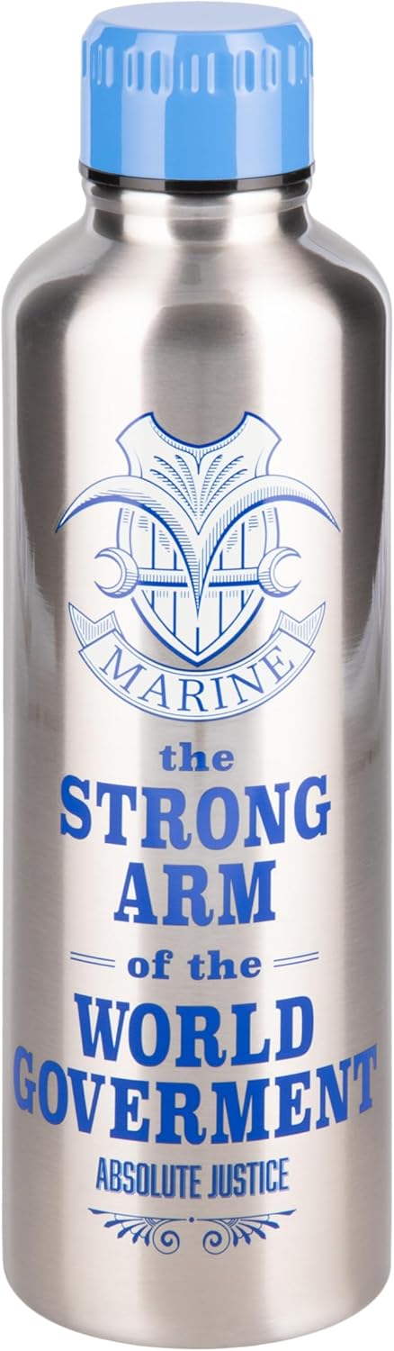 Paladone One Piece Marines Stainless Steel Water Bottle with Screw-Top Lid 500 ml, Officially Licensed for Anime Fans, Pop Culture Merchandise