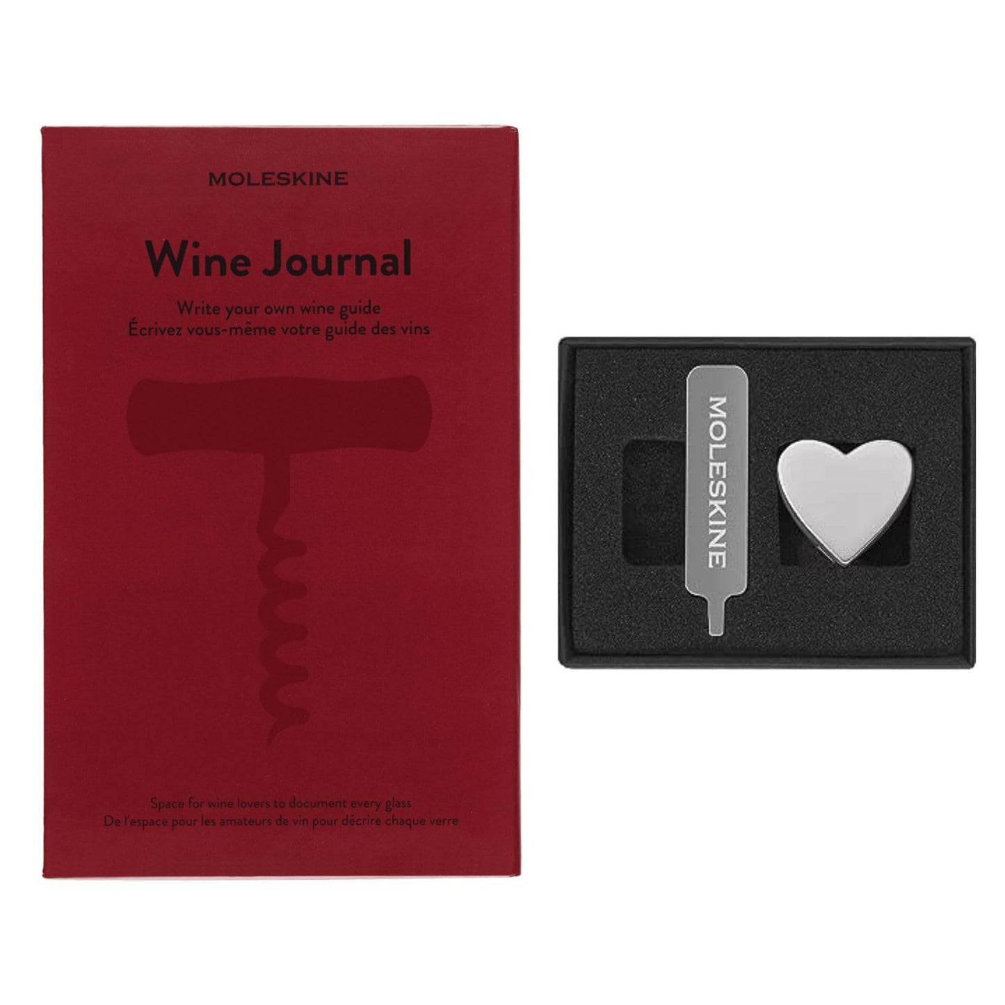 Moleskine Heart Pin for Notebook or Diary, Heart Pin, Personalise Closure with Elastic, Personalised Gift Ideas, Silver Colour