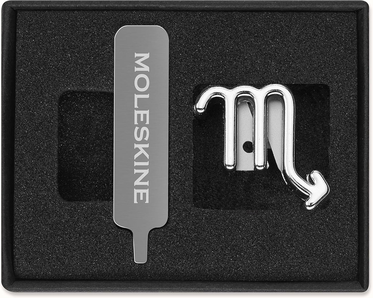 Moleskine Scorpio Pin for Notebook or Diary, Zodiac Symbol Pin, Personalise Elastic Closure, Personalised Gift Ideas, Silver Colour